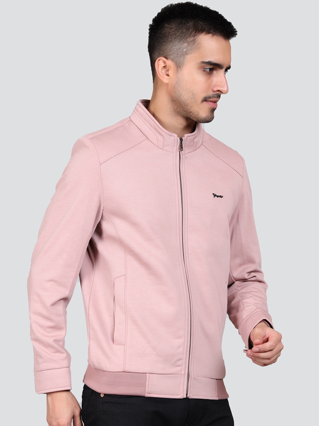 

YOUNG CLUB CLASSIC Mock Collar Long Sleeve Lightweight Sporty Jacket, Pink