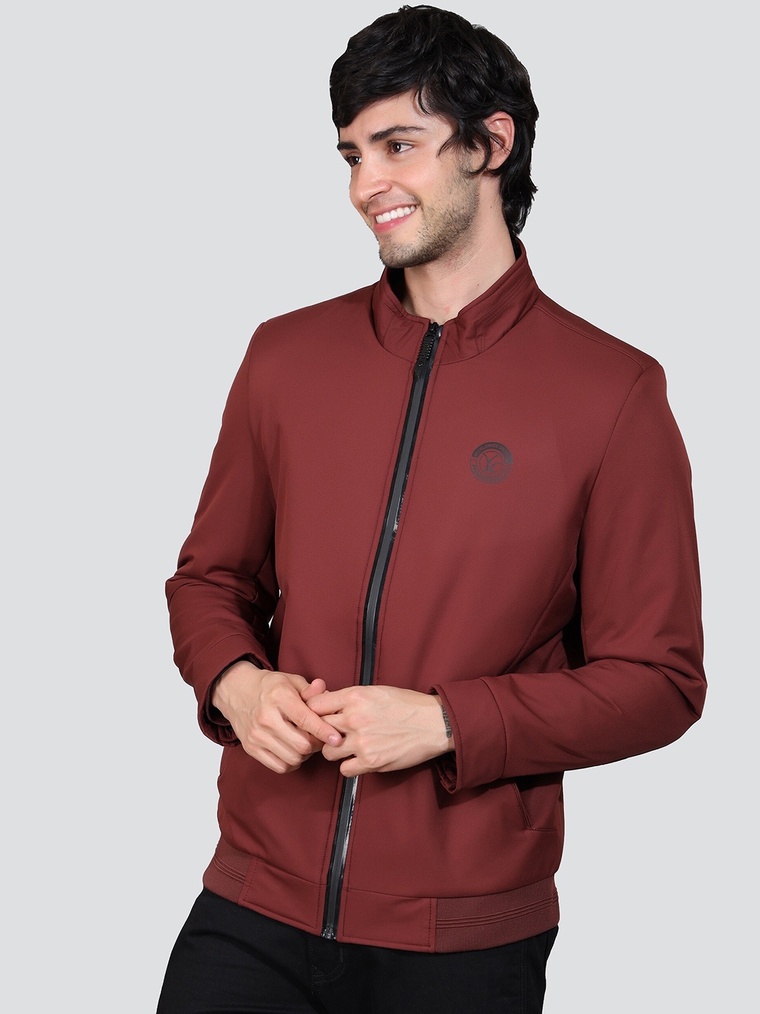 

YOUNG CLUB CLASSIC Stand Collar Lightweight Long Sleeves Sporty Jacket, Maroon