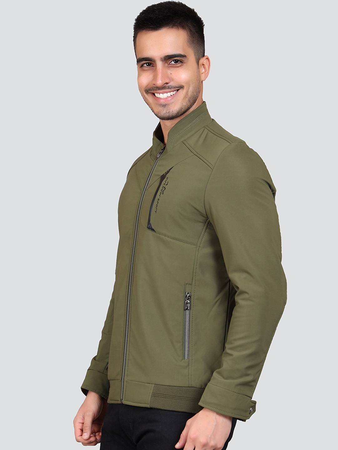 

YOUNG CLUB CLASSIC Mandarin Collar Lightweight Bomber Jacket, Olive