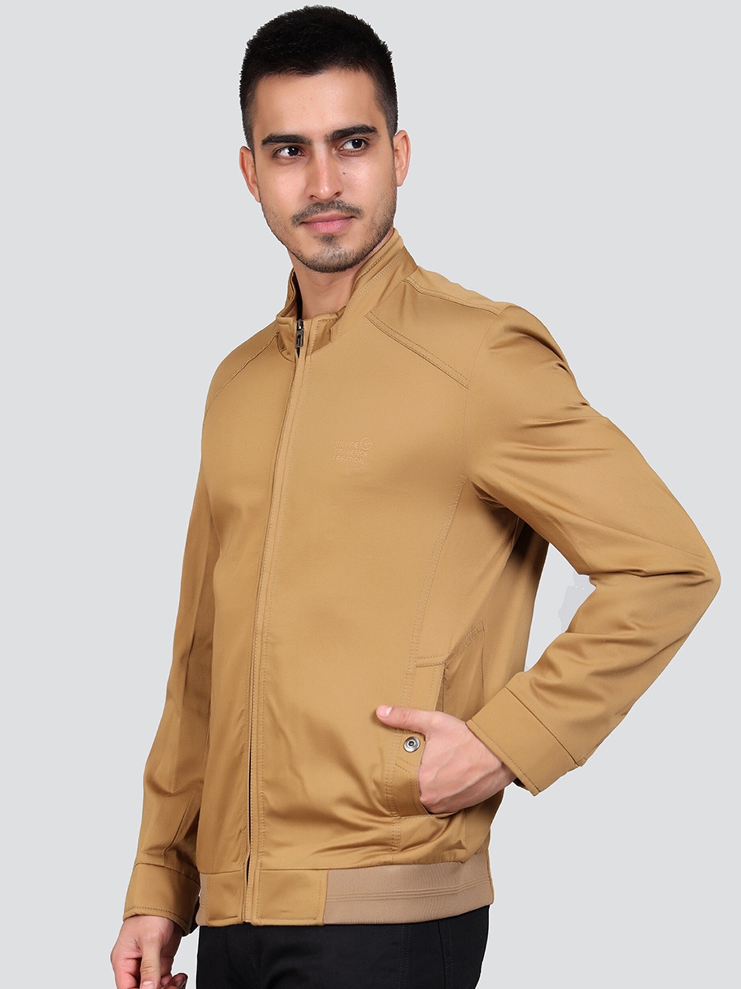 

YOUNG CLUB CLASSIC Stand Collar Lightweight Cotton Open Front Jacket, Mustard