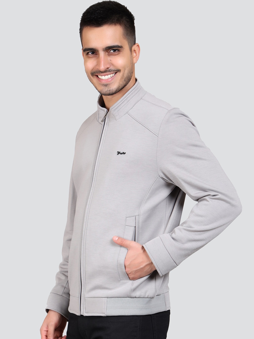 

YOUNG CLUB CLASSIC Mock Collar Lightweight Bomber Jacket, Grey