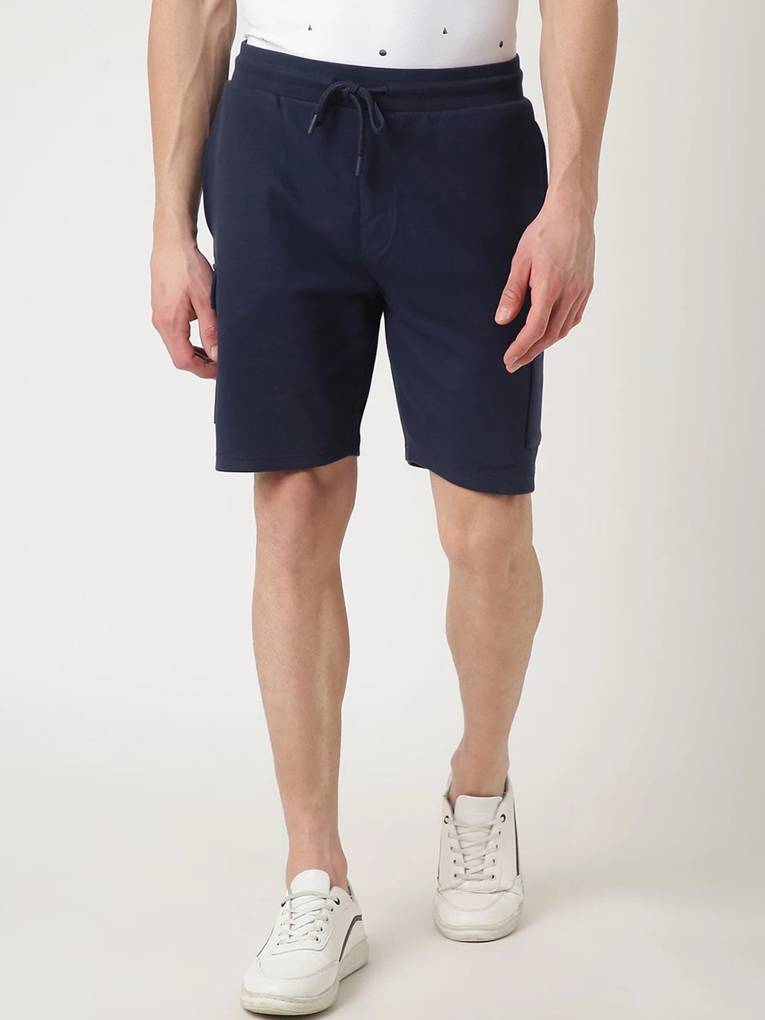 

Marks & Spencer Men Mid-Rise Pure Cotton Regular Shorts, Navy blue