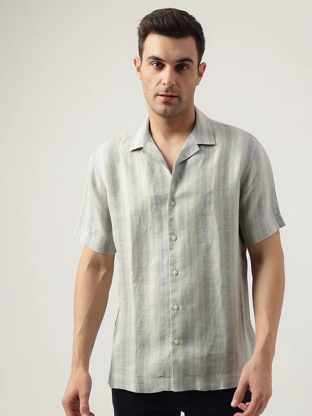 

Marks & Spencer Striped Opaque Casual Shirt, Grey