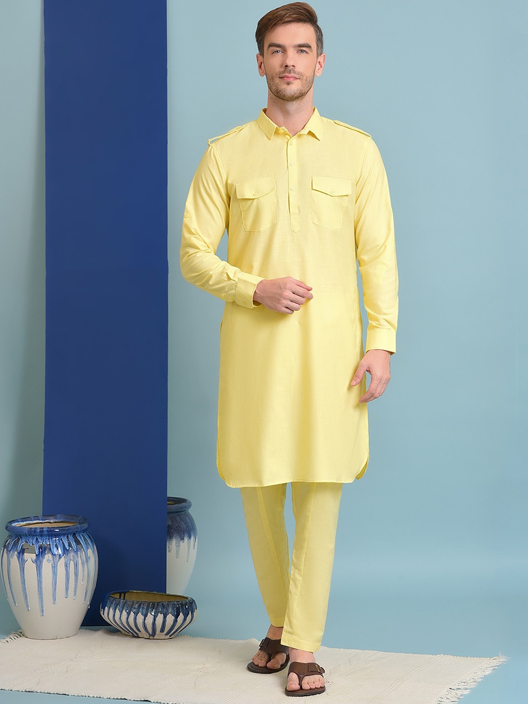 

Vgyaan Regular Kurta With Patiala, Yellow