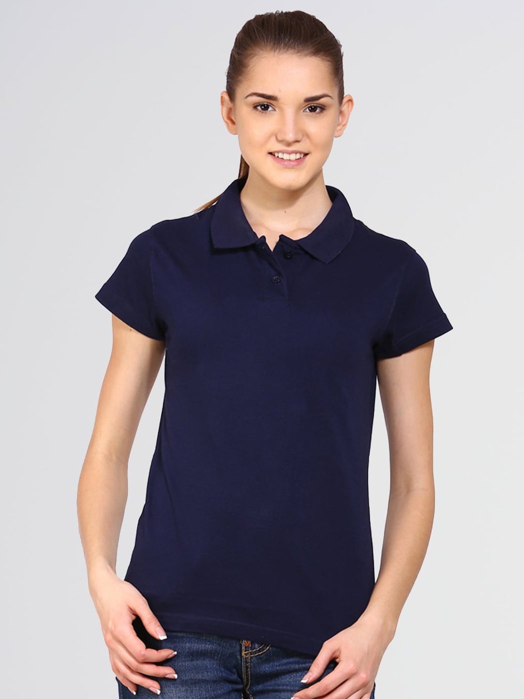 

appulse Polo Collar Slim Fit Cotton T-shirt, Navy blue