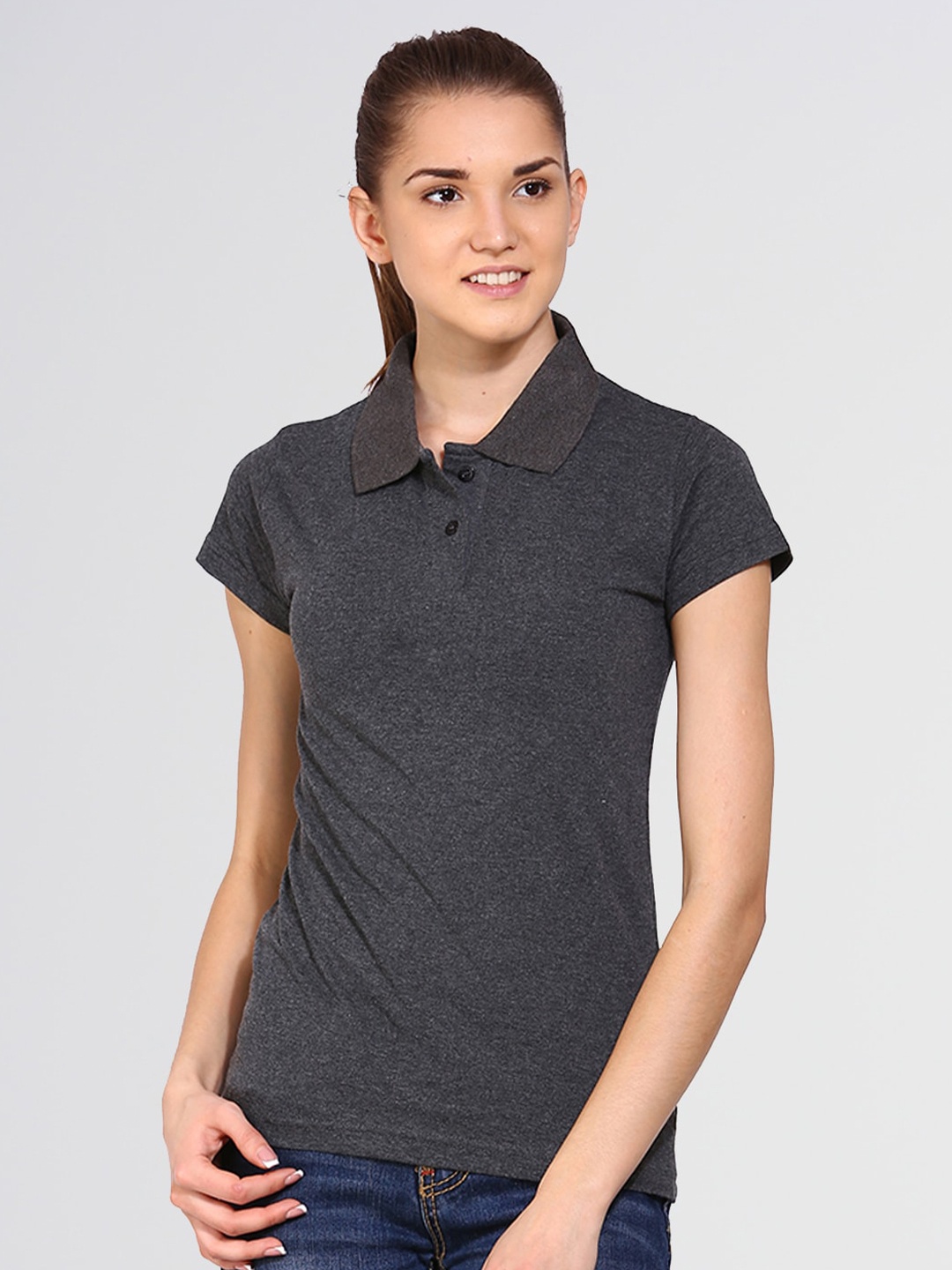 

appulse Polo Collar Slim Fit Cotton T-shirt, Charcoal