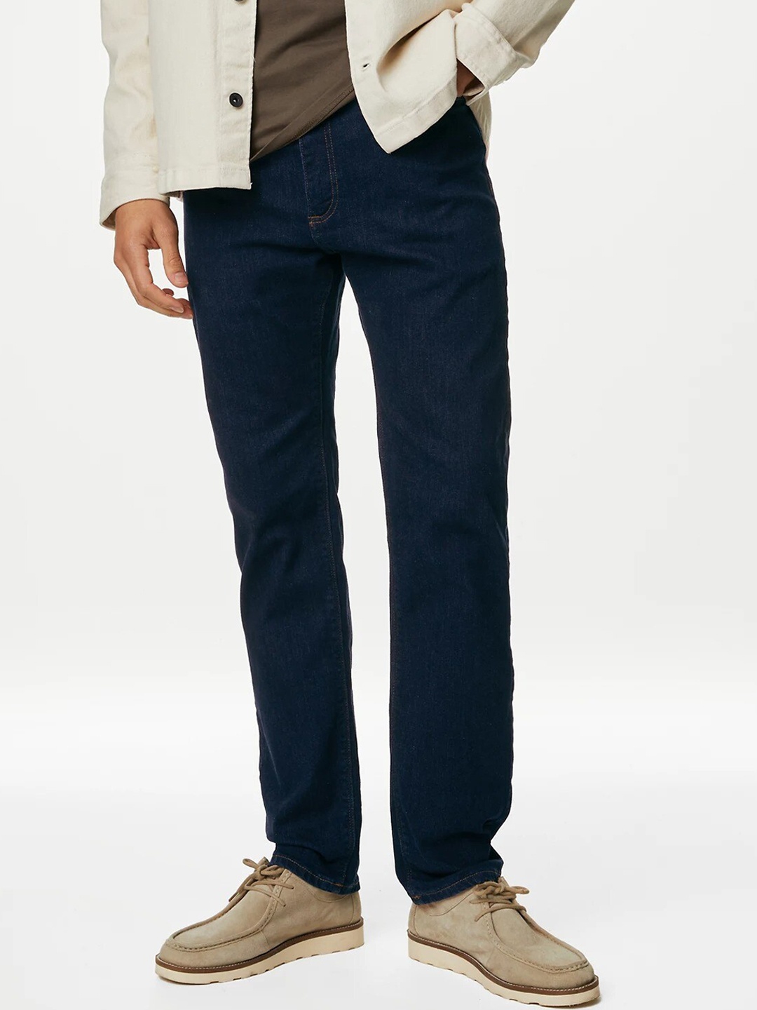 

Marks & Spencer Men Straight Fit Clean Look Stretchable Jeans, Blue