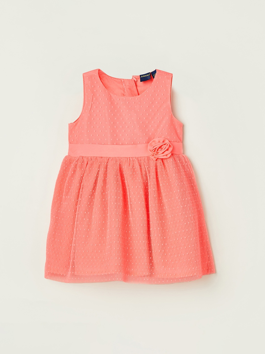 

Juniors by Lifestyle Girls Self Design Sleeveless Fit & Flare Dress, Coral