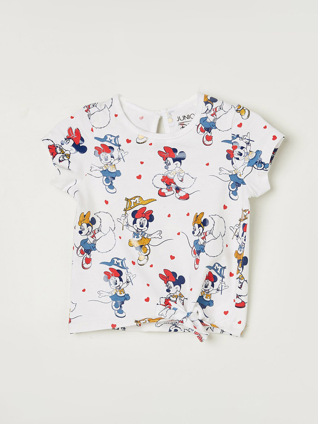 

Juniors by Lifestyle Infants Girls Mickey & Minnie Printed Pure Cotton T-shirt, White