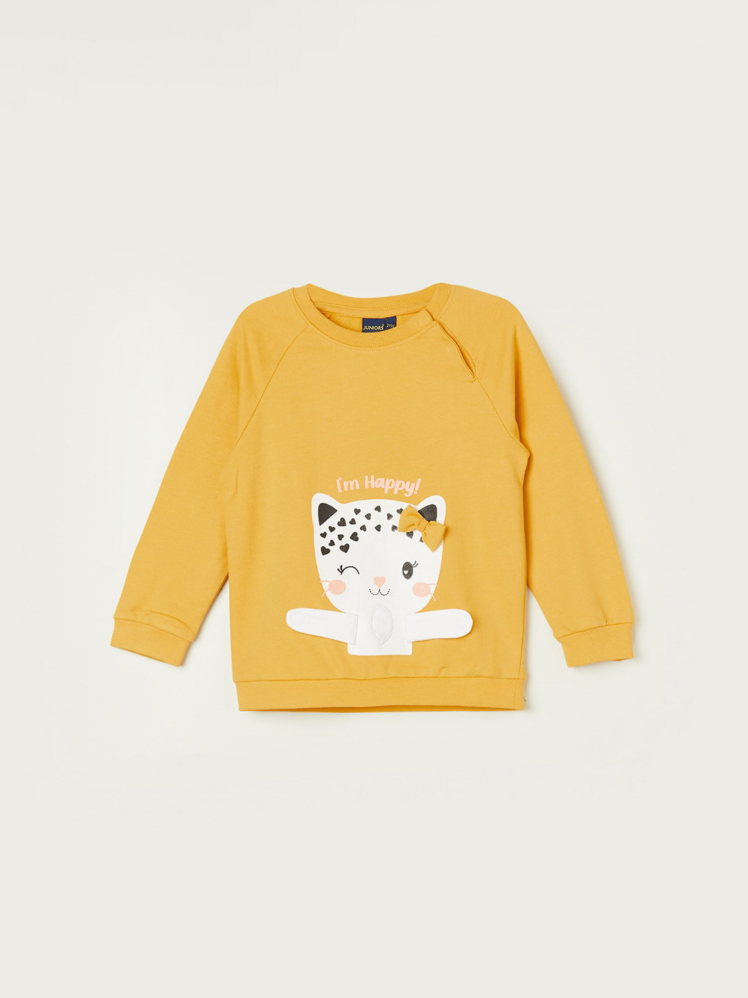 

Juniors by Lifestyle Girls Graphic Printed Pure Cotton Pullover Sweatshirt, Yellow