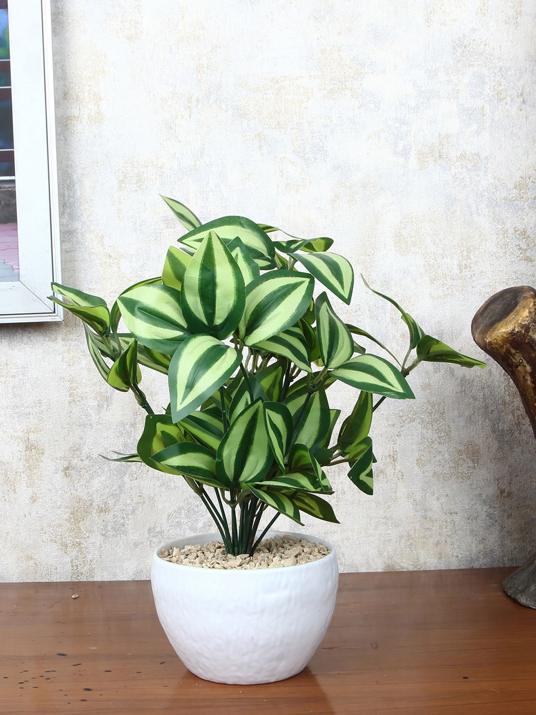 

FOLIYAJ Green Faux Peperomia Plant With Pot