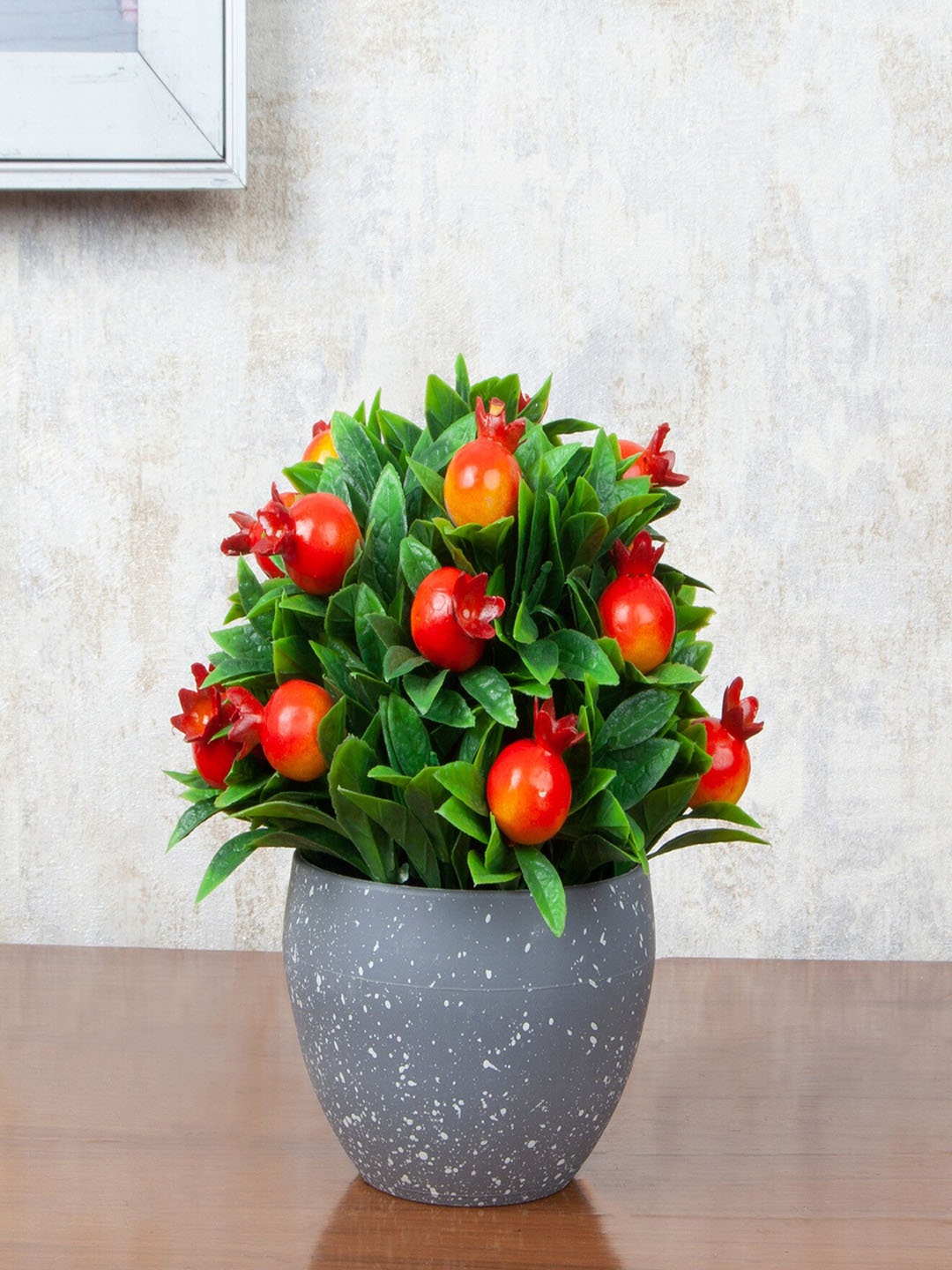 

FOLIYAJ Orange & Green Faux Pomegranate Plant With Pot