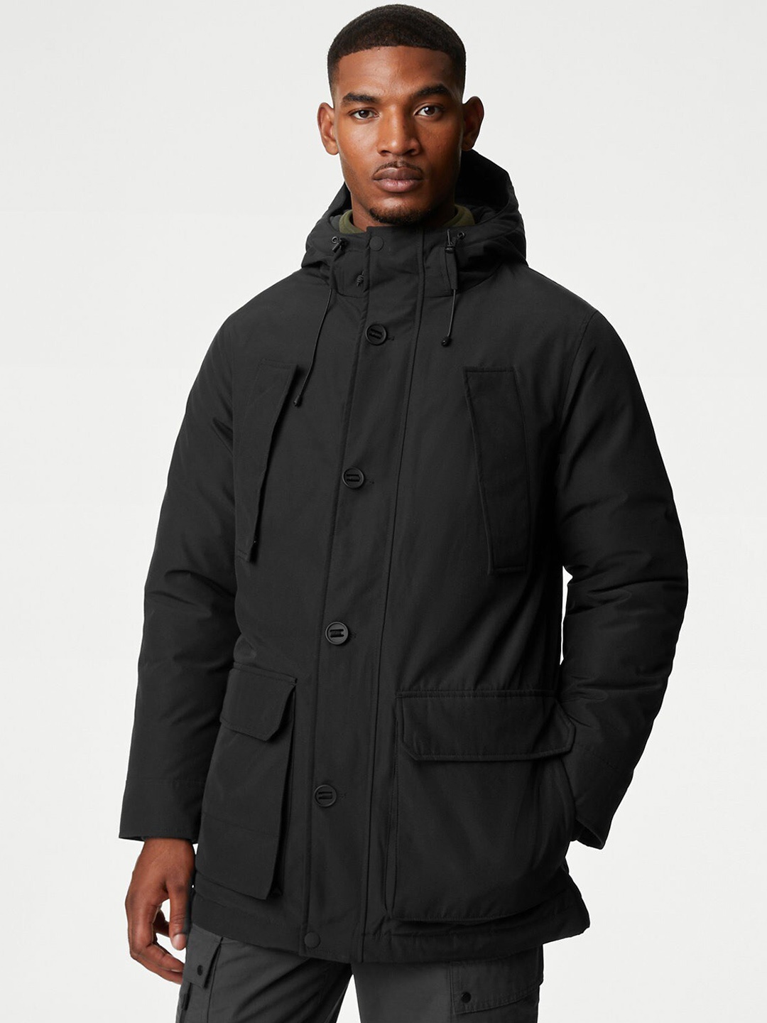 

Marks & Spencer Hooded Lightweight Longline Parka Jacket, Black