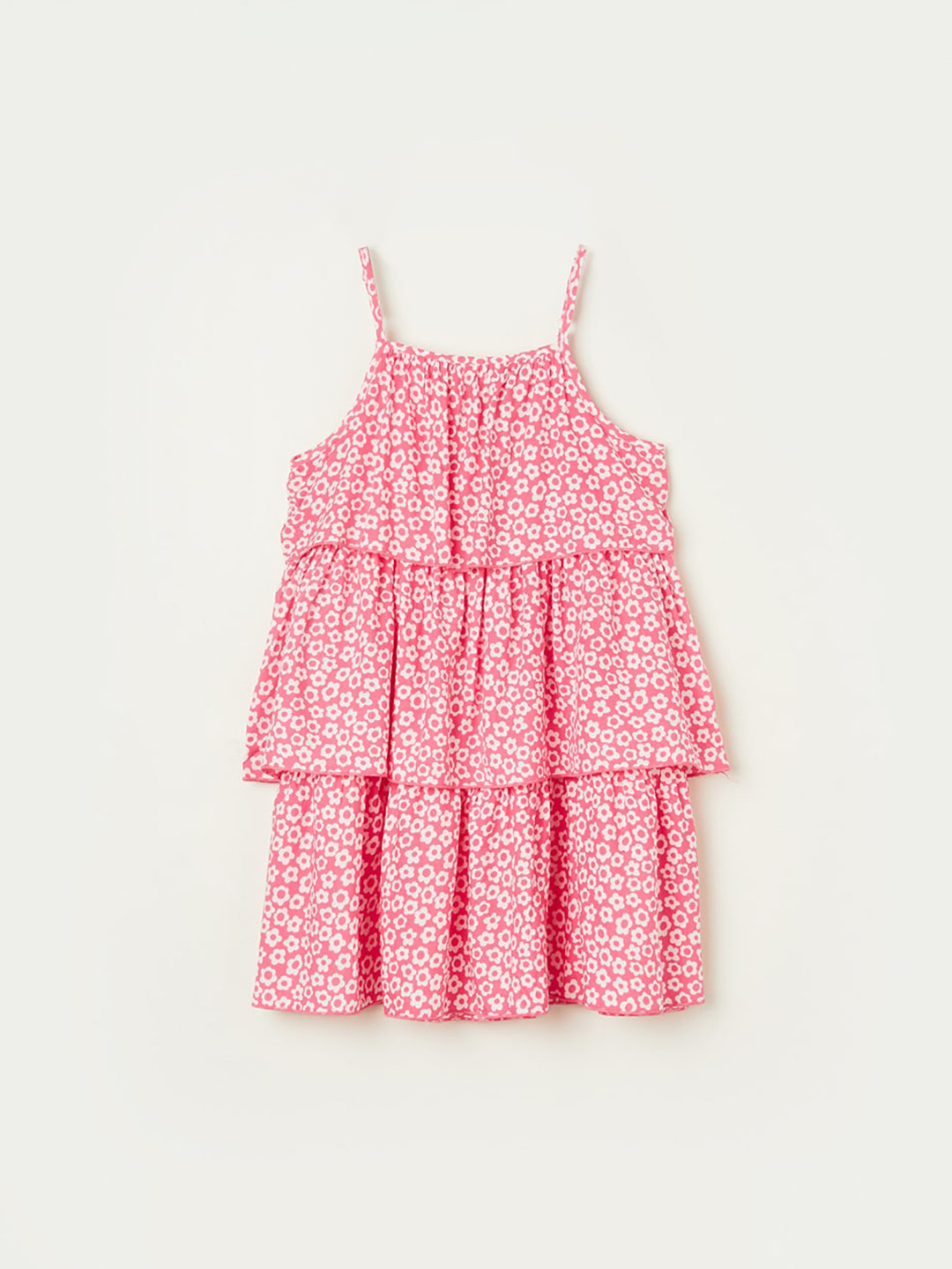 

Fame Forever by Lifestyle Floral Printed Layered A-Line Dress, Pink