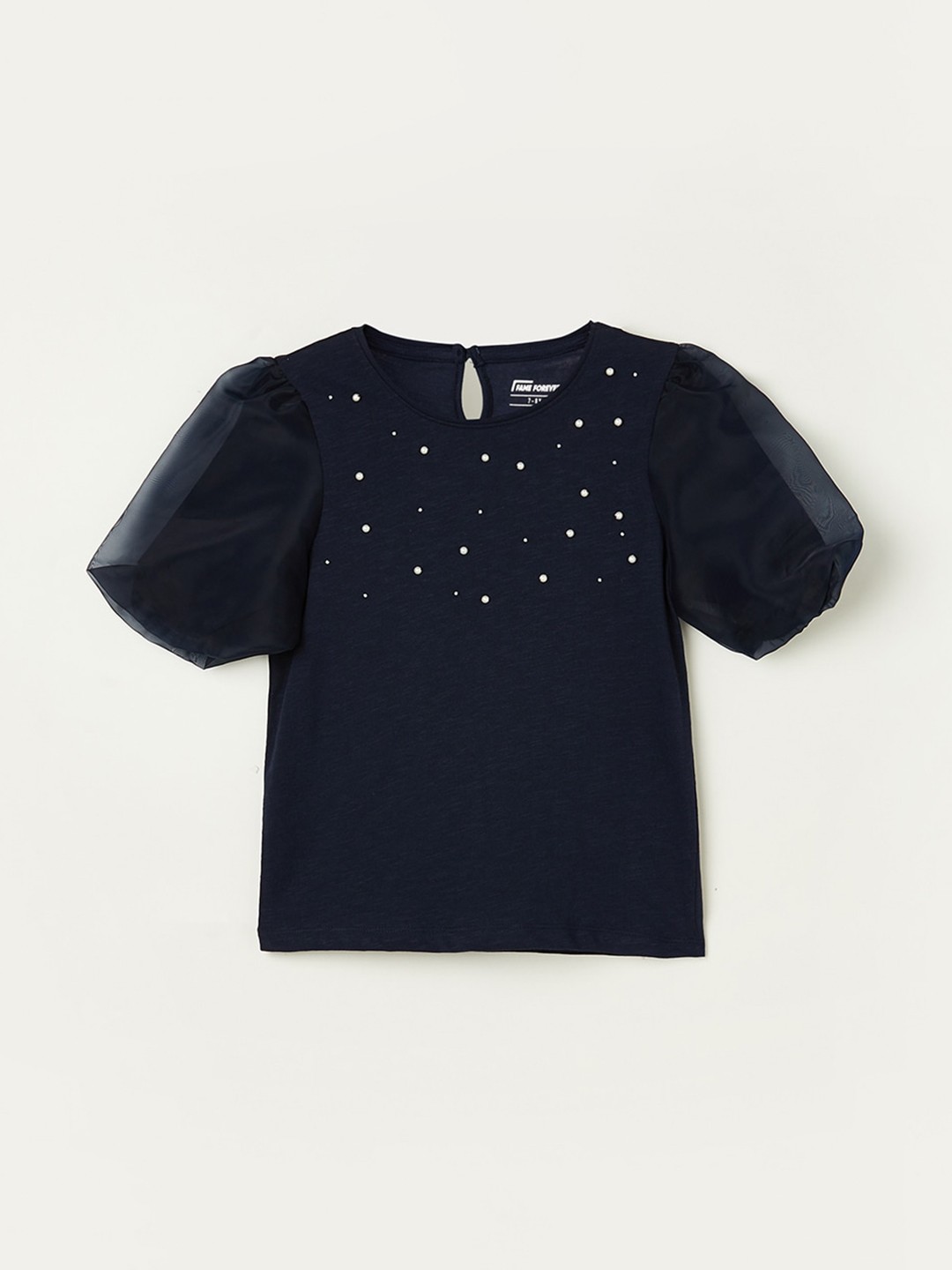 

Fame Forever by Lifestyle Girls Embellished Pure Cotton Regular Top, Blue