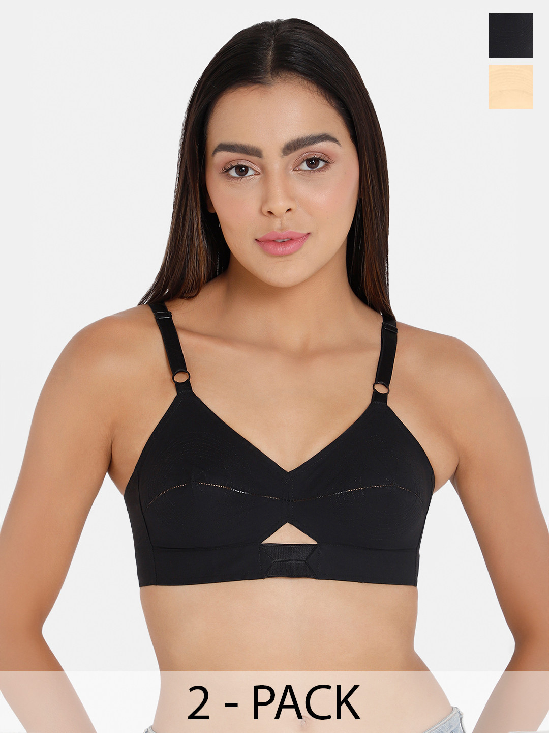 

intimacy LINGERIE Pack of 2 Non Padded Non-Wired Cotton Full Coverage Bra All Day Comfort, Black