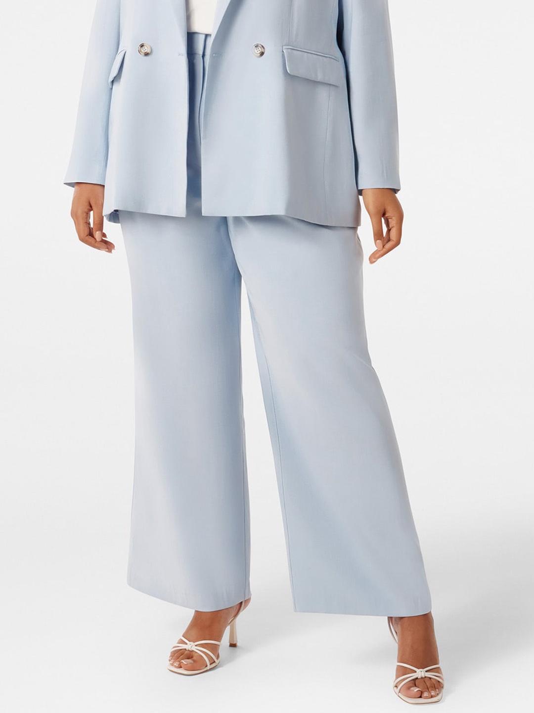 

Forever New Women Straight Fit High-Rise Parallel Trousers, Blue