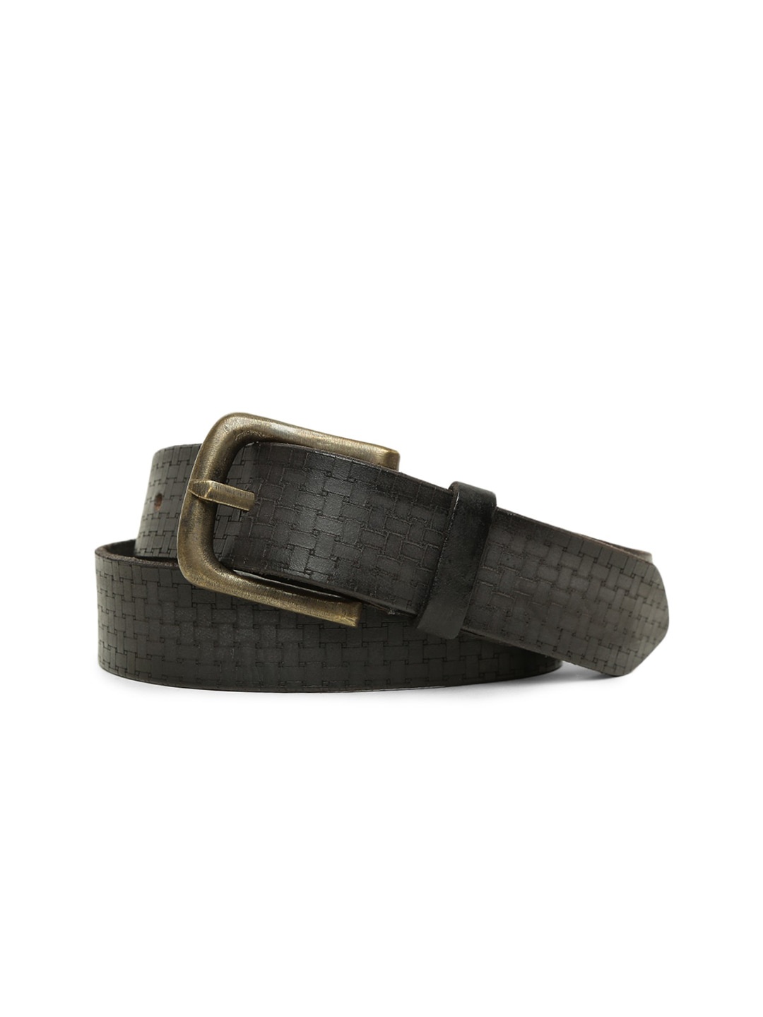 

ART N VINTAGE Men Textured Leather Belt, Black