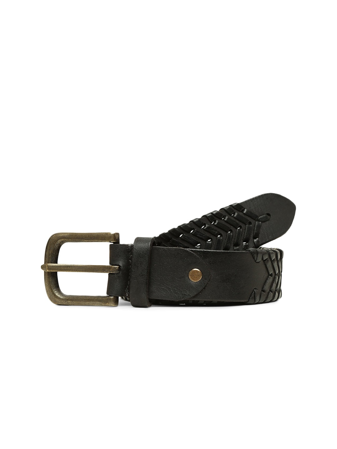 

ART N VINTAGE Men Slim Textured Leather Casual Belt, Black
