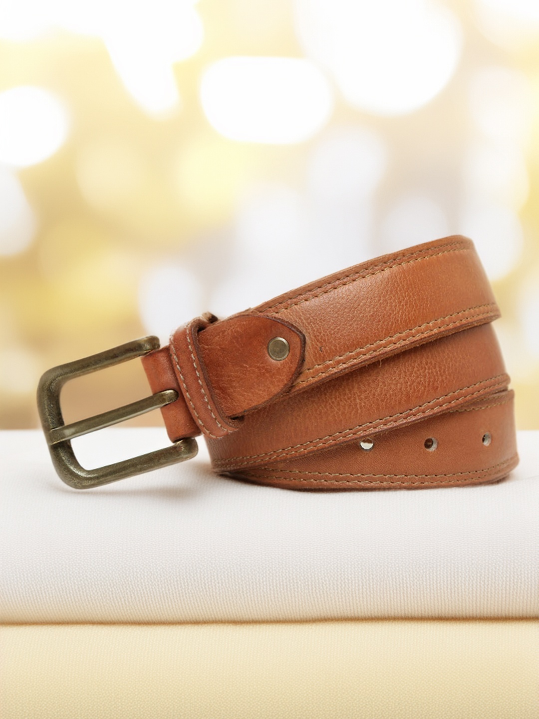 

ART N VINTAGE Men Leather Formal Belt, Tan