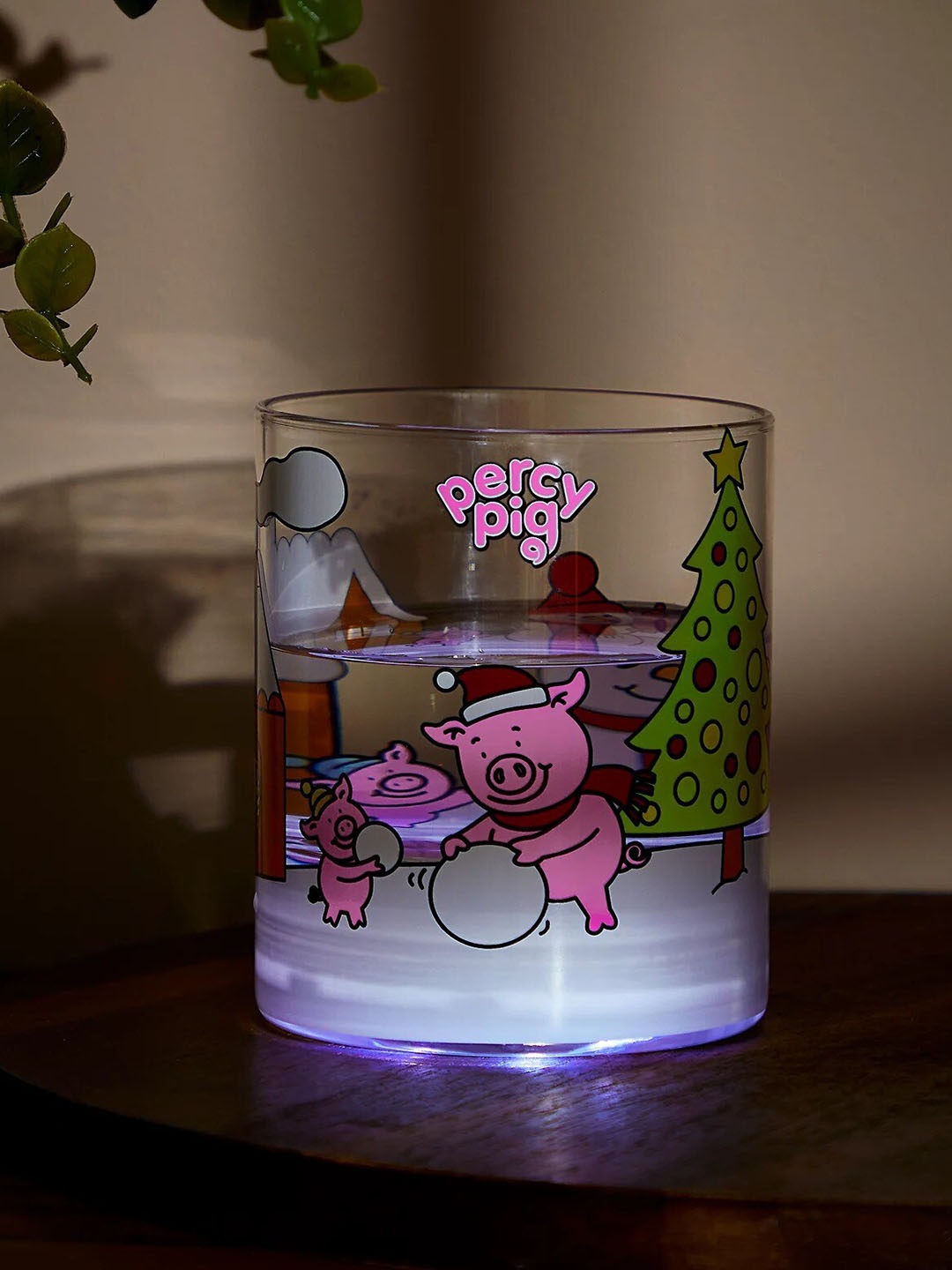 

Marks & Spencer Transparent & Pink Printed Glass Table Lamp