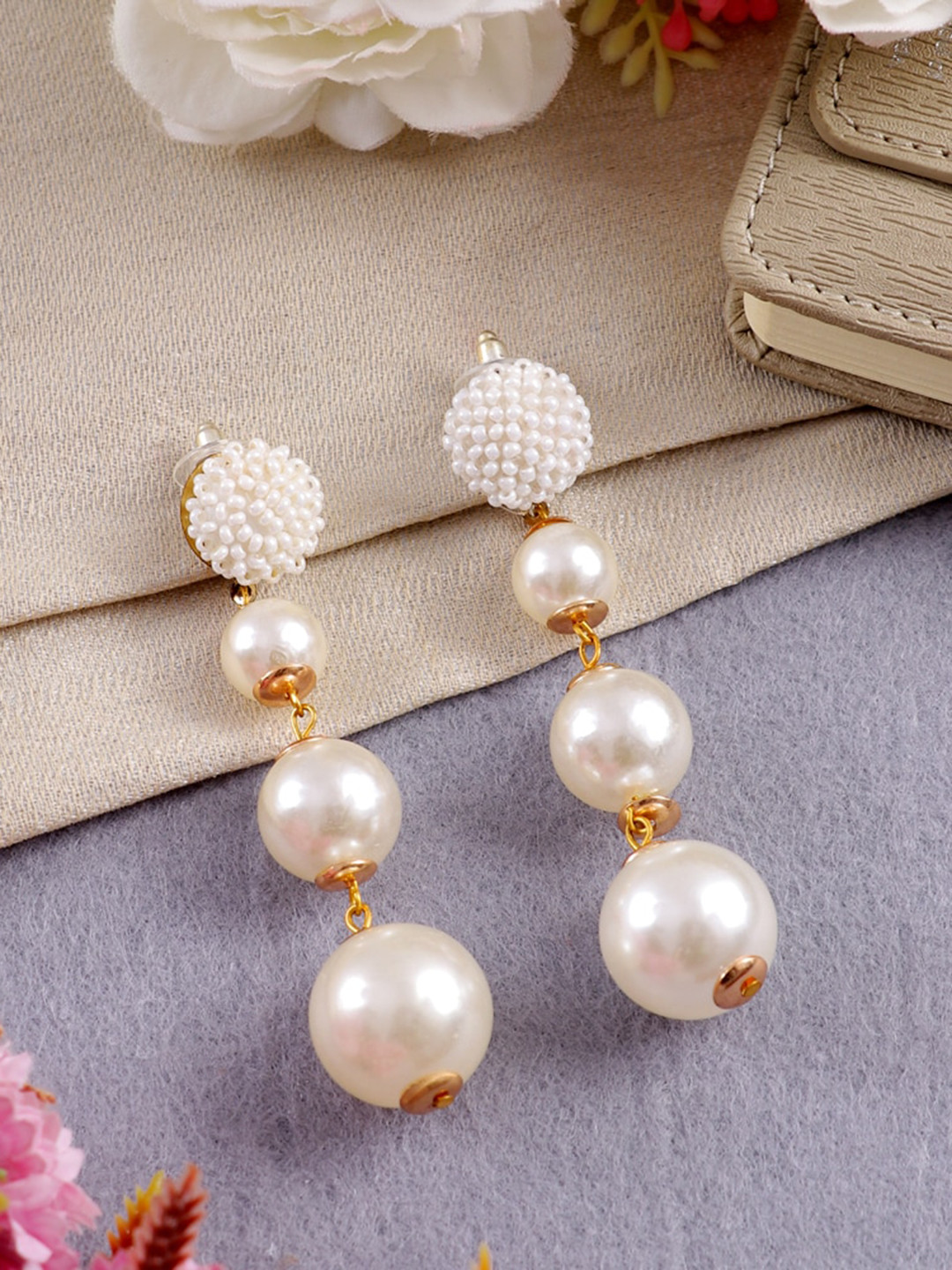 

UNIVERSITY TRENDZ Contemporary Drop Earrings, White