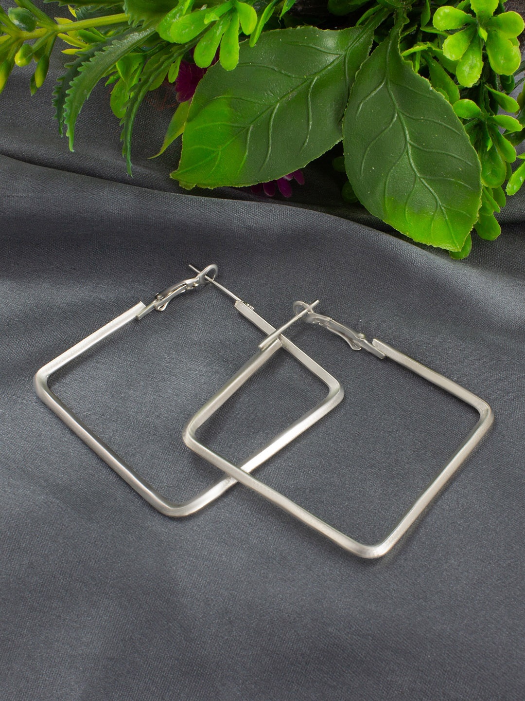 PRIVIU Silver Plated Square Hoop Earrings