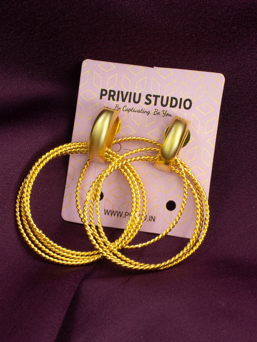 

PRIVIU Gold Plated Circular Hoop Earrings