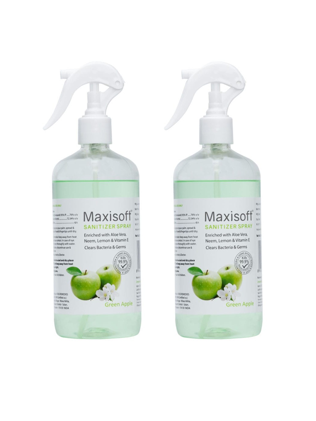 

Maxisoft Set of 2 Green Apple Hand Sanitizer Spray-500 ml Each