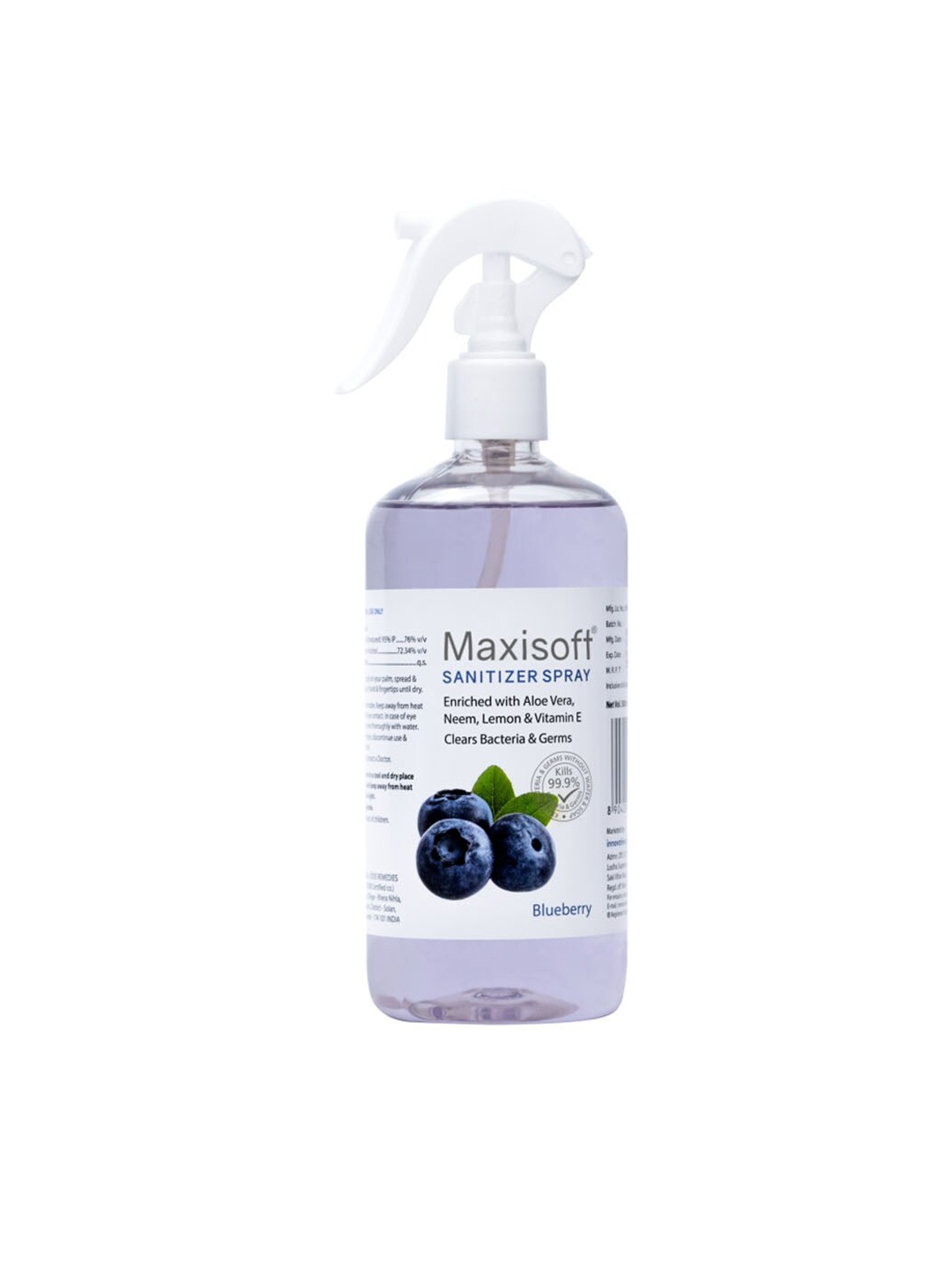 

Maxisoft Blueberry Hand Sanitizer Spray To Clear Bacteria & Germs - 500ml, Purple