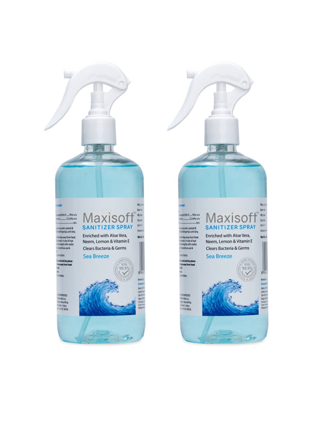 

Maxisoft Pack of 2 Sea Breeze Hand Sanitizer Spray - 500 ml Each, Na