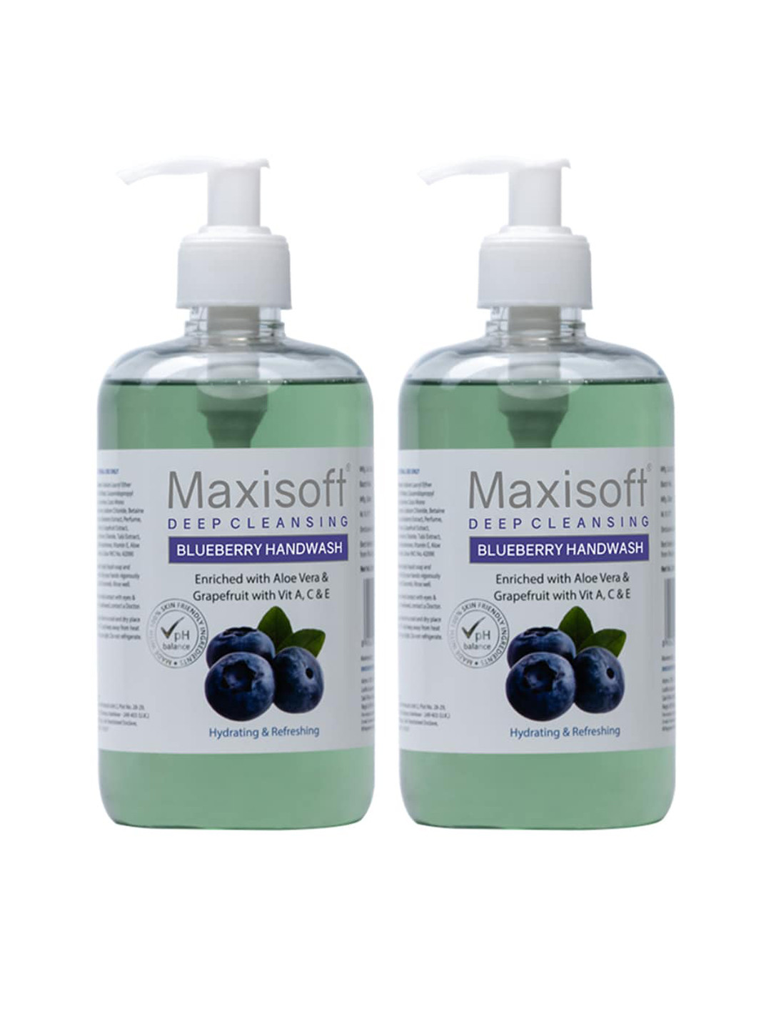 

Maxisoft Set of 2 Deep Cleansing Blueberry Hand Wash with Grapefruit - 500 ml each, Green