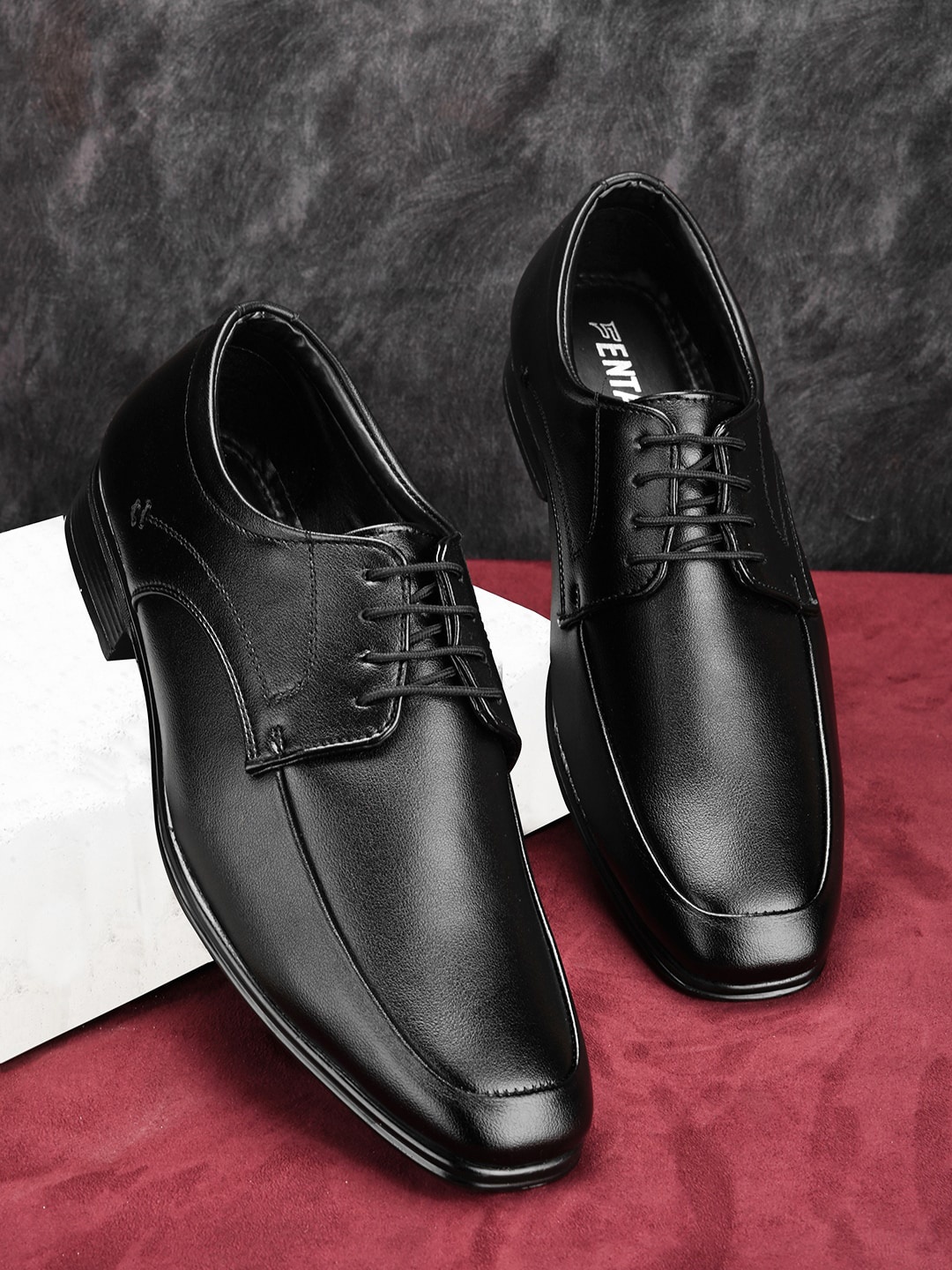 

Fentacia Men Leather Square Toe Formal Derbys, Black