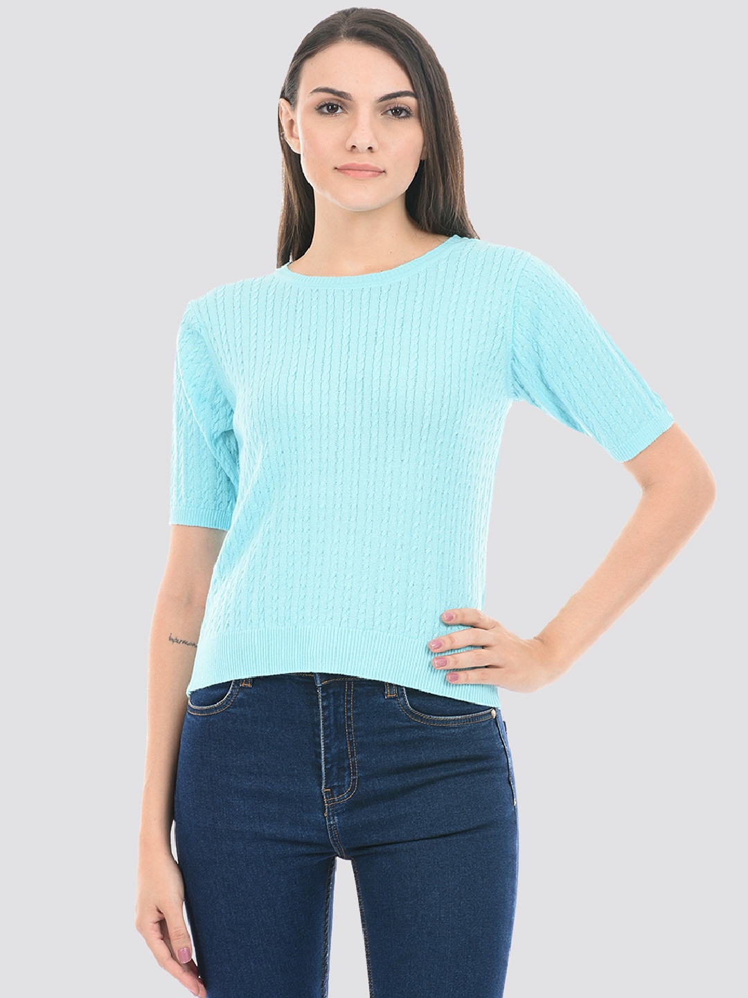 

PORTOBELLO Ribbed Regular Top, Blue