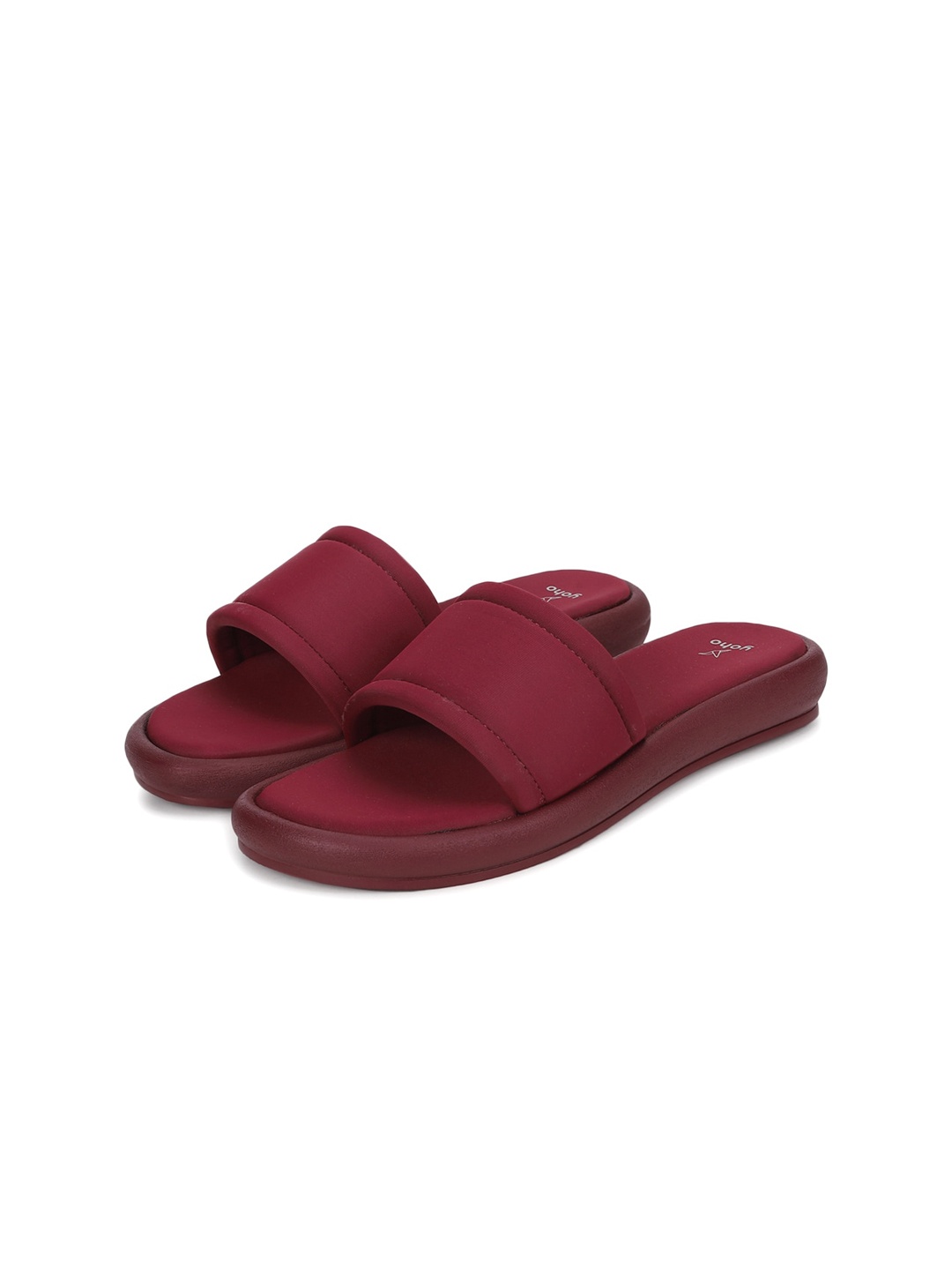 

yoho Open Toe Slip-On Flats, Maroon