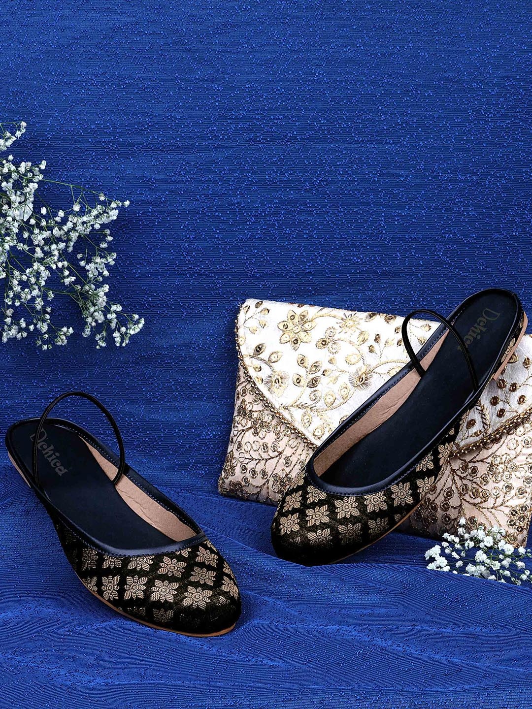 

DChica Woven Design With Back Straps Mules, Black