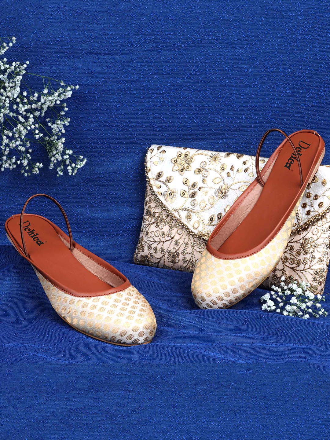 

DChica Woven Design With Back Straps Mules, Cream