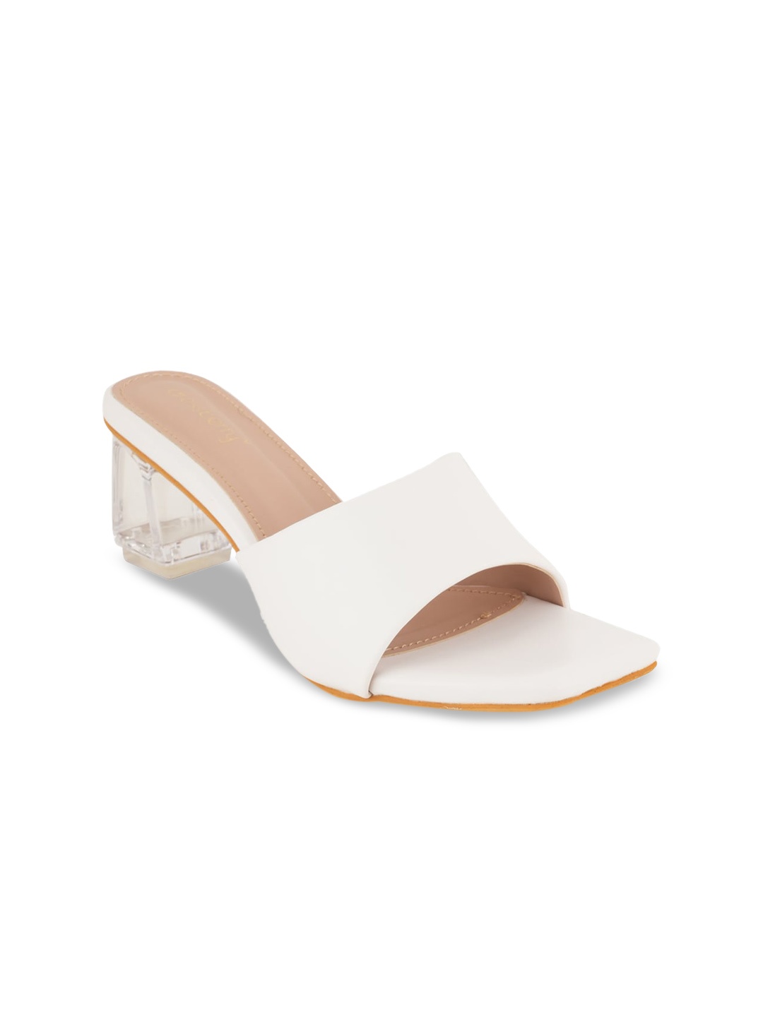 

DressBerry White Open Toe Block Heels