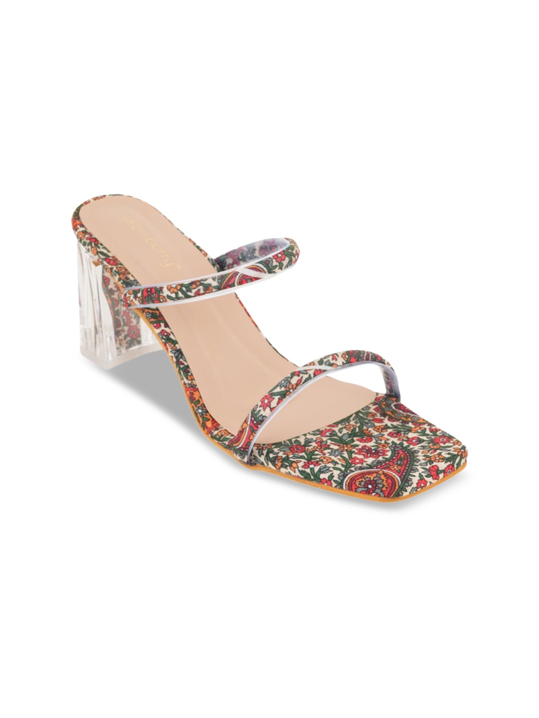 

DressBerry Beige Printed Square Toe Block Heels