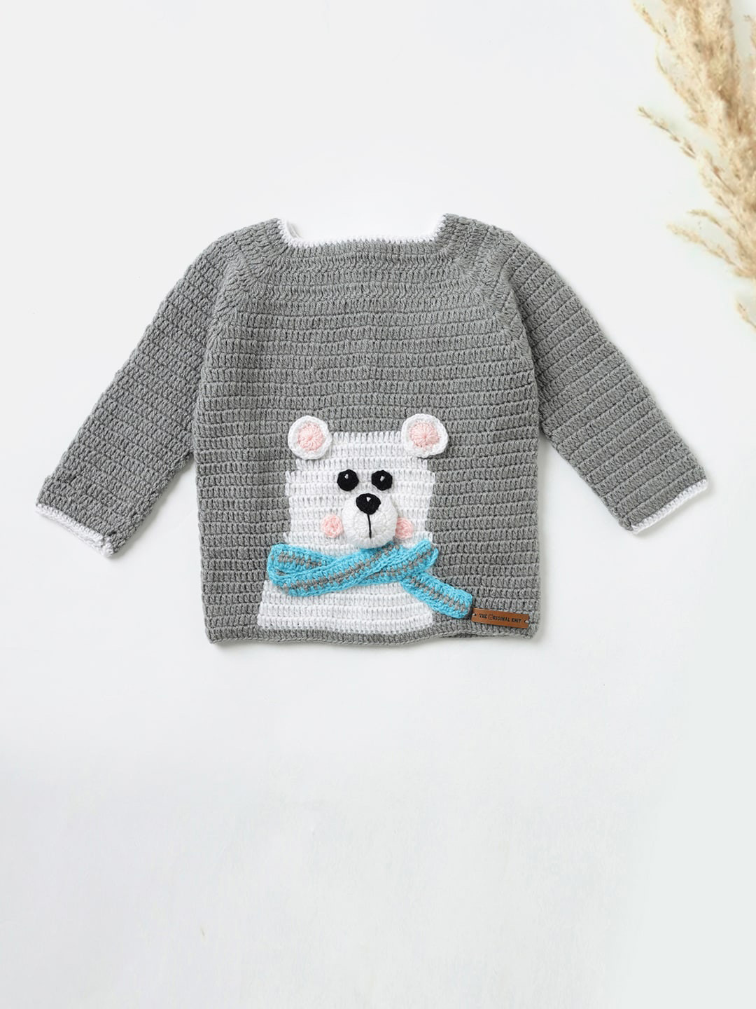 

The Original Knit Infants Self Design Acrylic Pullover Sweater, Grey