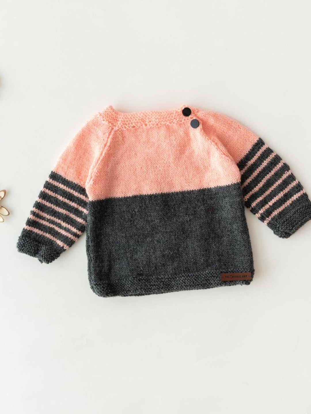 

The Original Knit Infants Colourblocked Acrylic Pullover Sweater, Pink