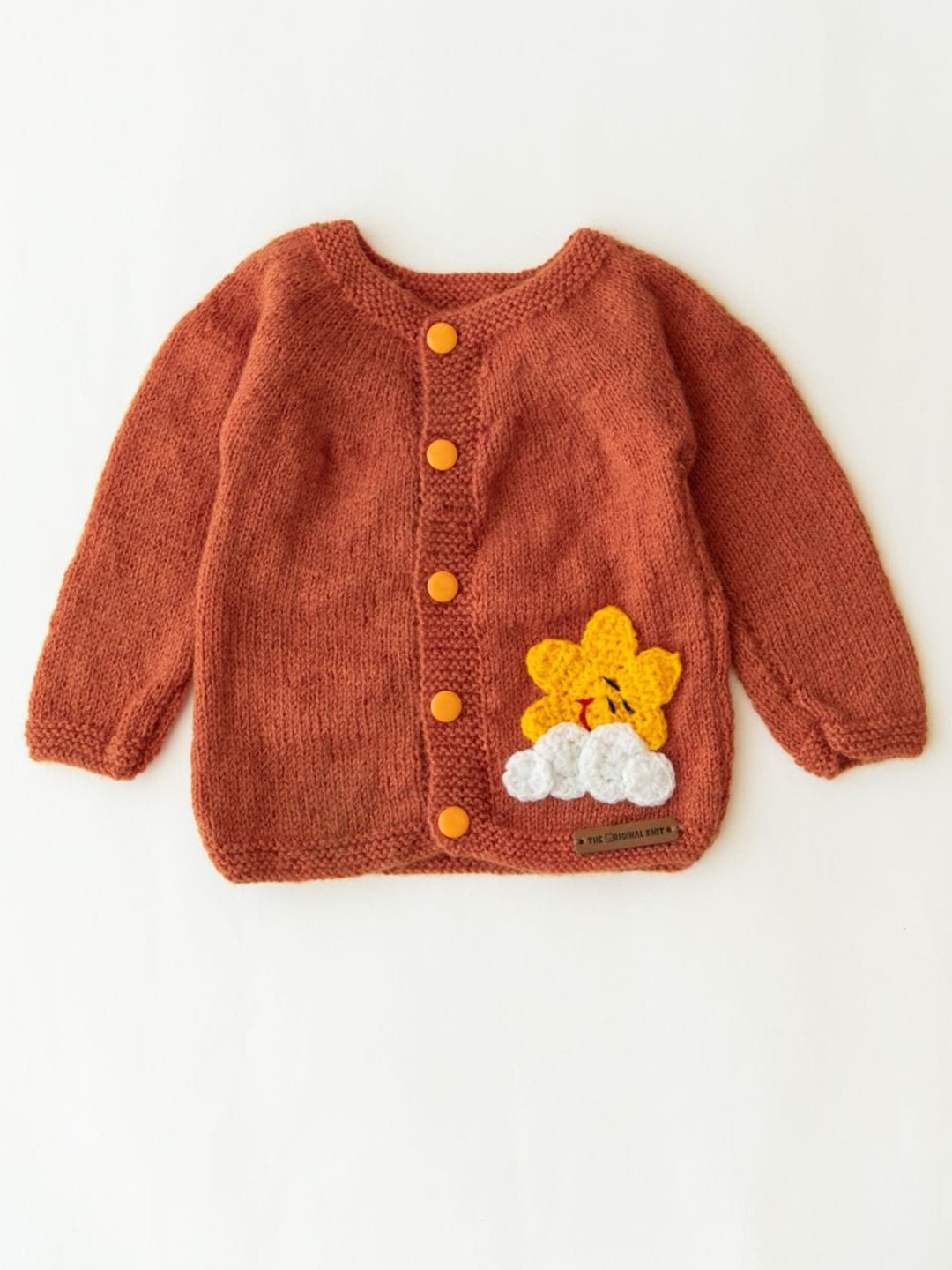 

The Original Knit Infants Self Design Acrylic Cardigan Sweater, Rust