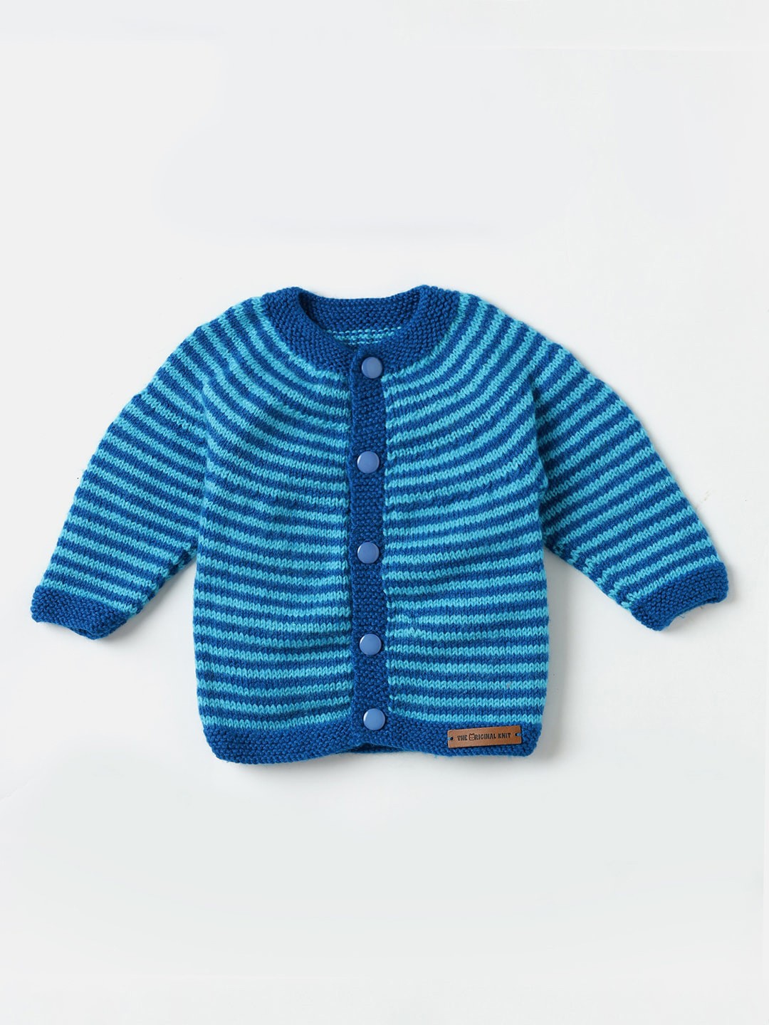 The Original Knit Infants Striped Acrylic Cardigan, Blue