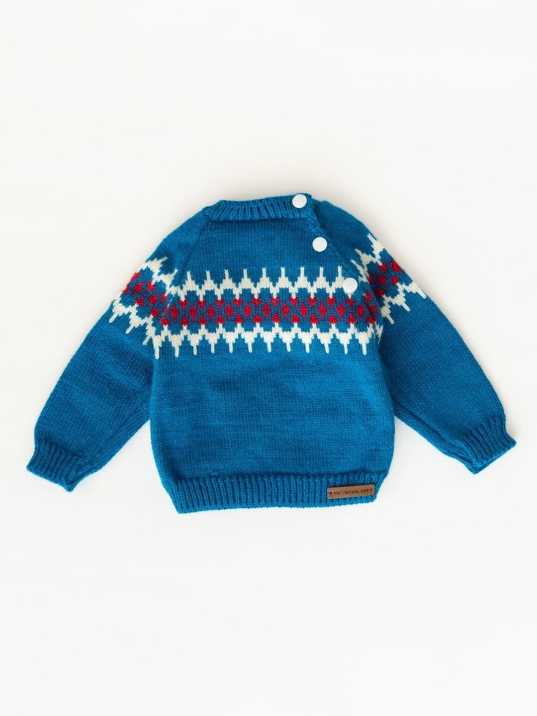 

The Original Knit Infants Geometric Self Design Acrylic Pullover Sweater, Blue