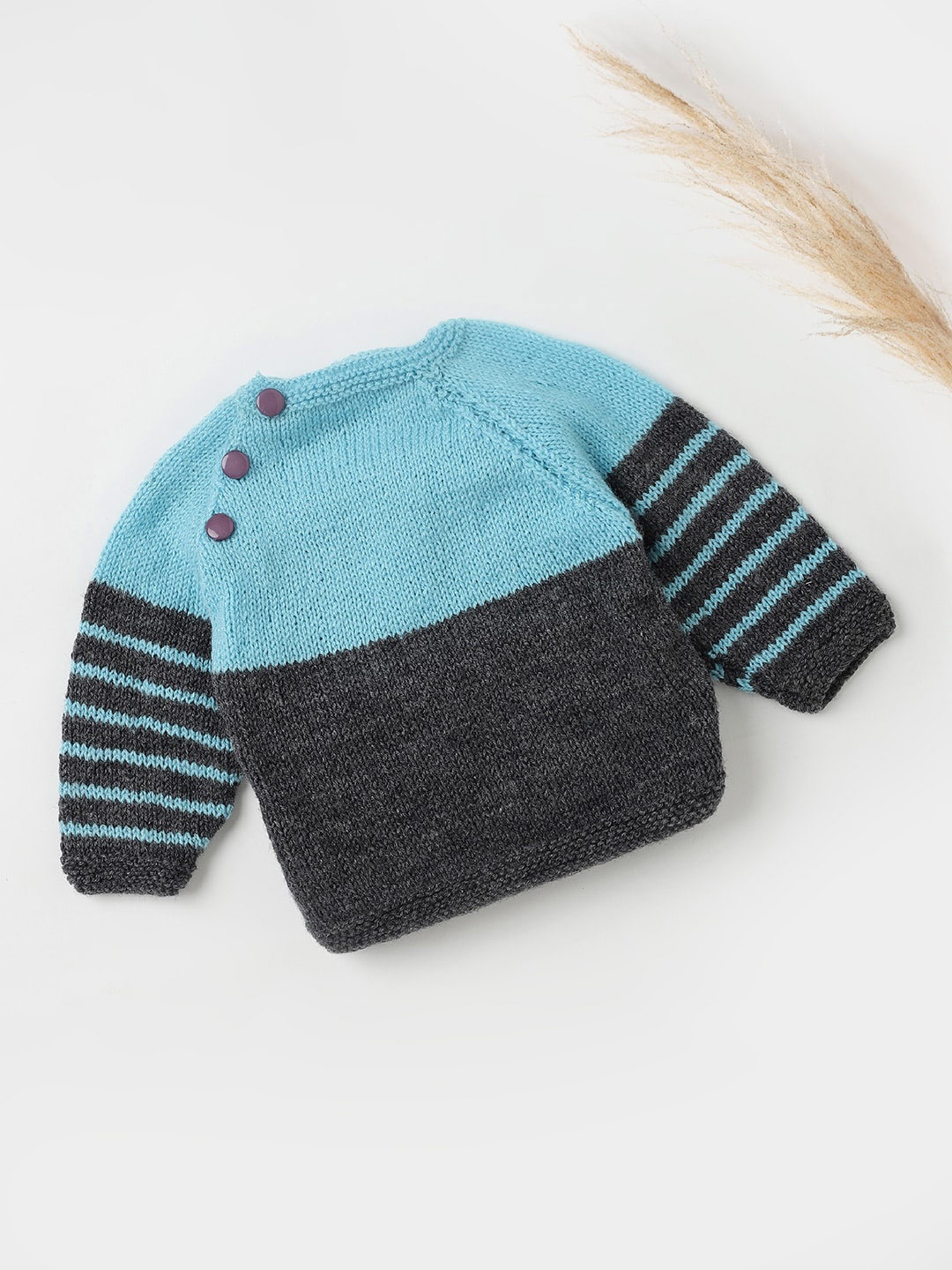 

The Original Knit Infants Colourblocked Pullover Acrylic Sweater, Charcoal