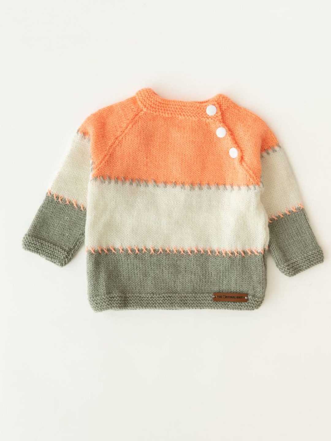 

The Original Knit Infants Colourblocked Acrylic Pullover Sweater, Peach