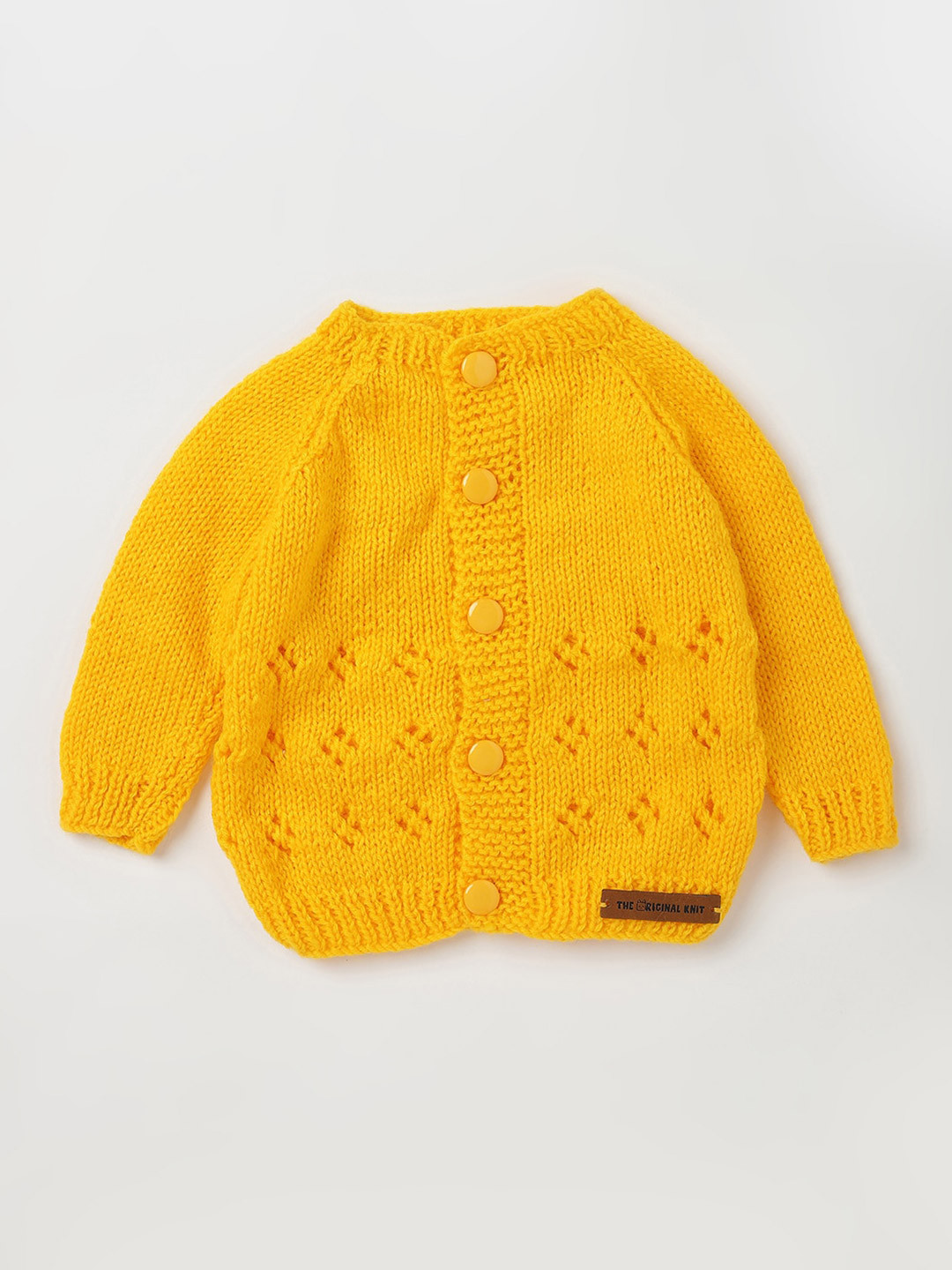 

The Original Knit Infants Self Design Open Knit Cardigan Sweater, Yellow