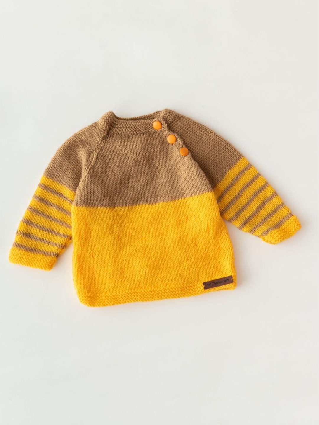 

The Original Knit Infants Colourblocked Pullover Acrylic Sweater, Beige