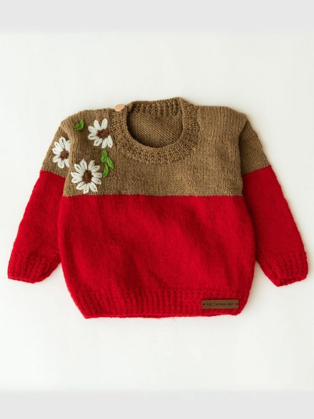 

The Original Knit Infants Colourblocked Acrylic Pullover Sweater, Beige