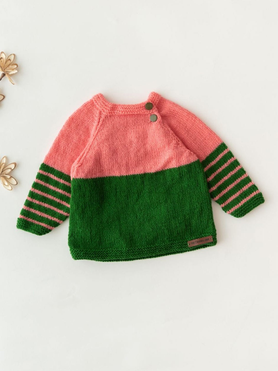 

The Original Knit Infants Colourblocked Acrylic Pullover Sweater, Pink